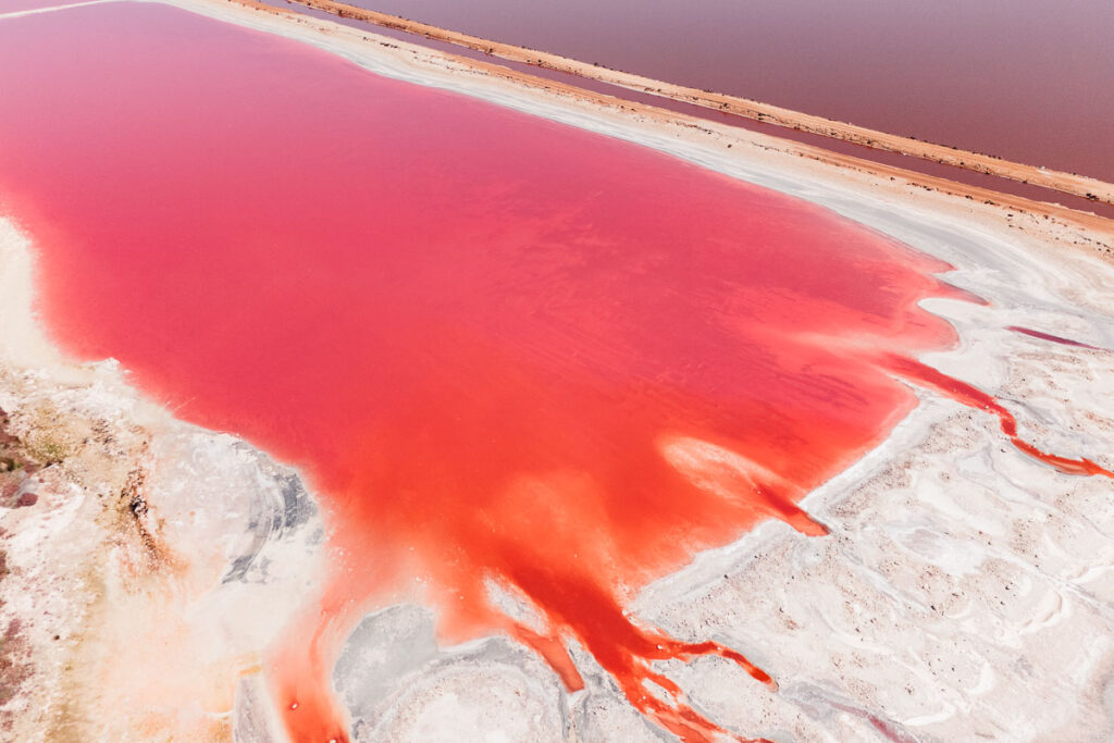 Hutt Lagoon Drohnenspot: Luftaufnahme vom pinken See in Westaustralien
