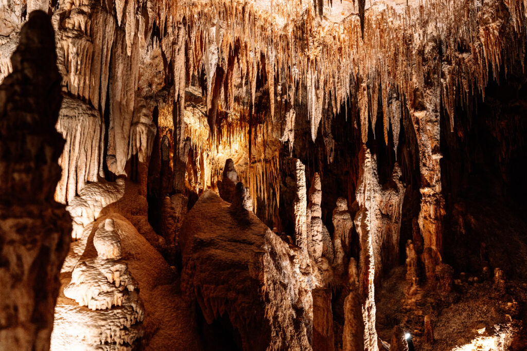 Stalagtiten und Stalagmiten in der beeindruckenden Mammoth Cave in der Margaret River Region